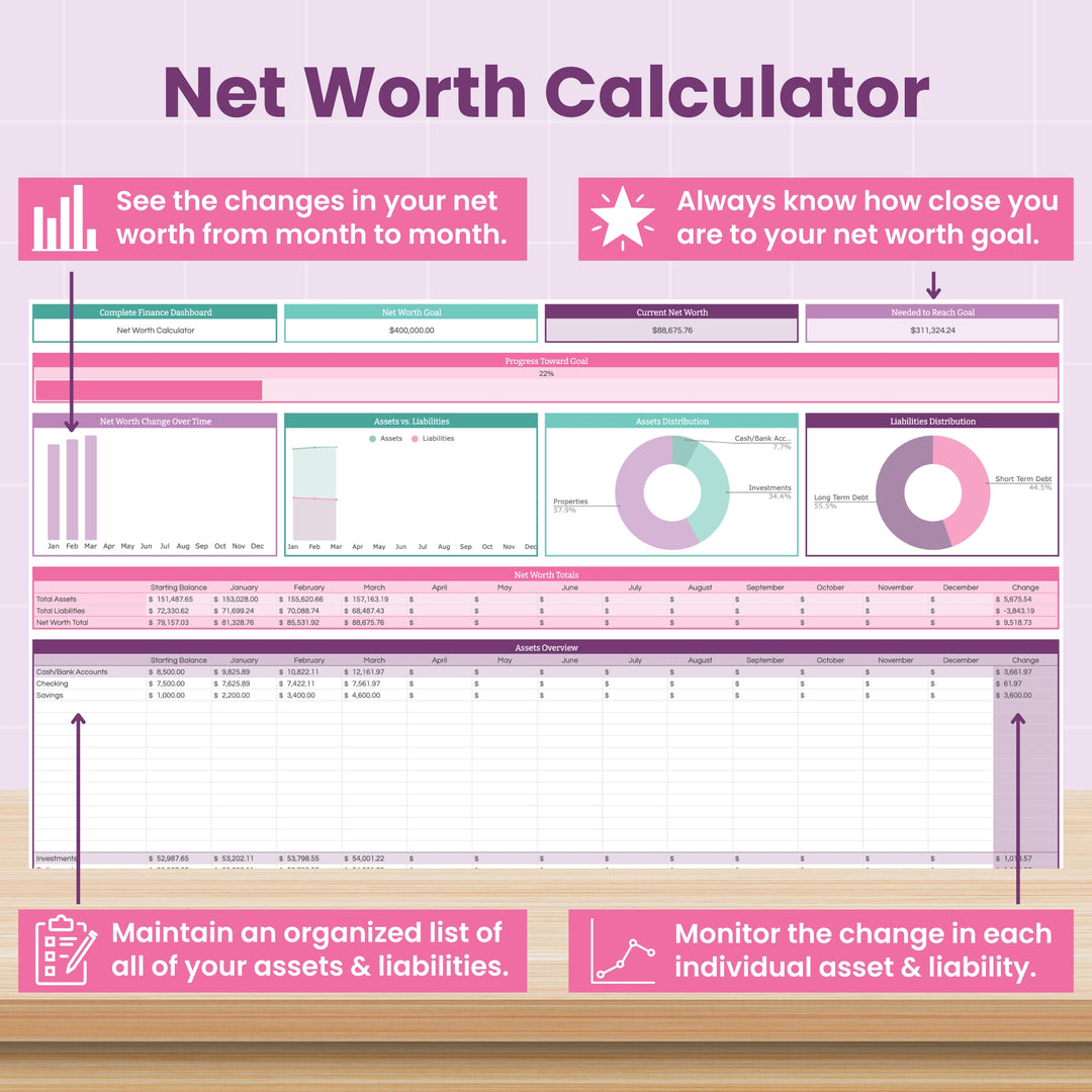Net worth tracker feature view