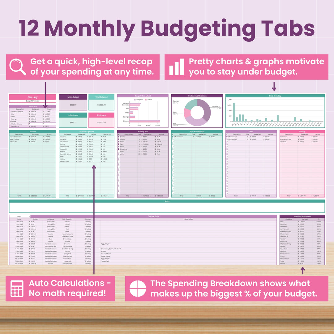 Monthly budget tracker feature view